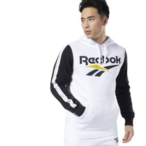 Bluza Z Kapturem Męskie Reebok Classic Vector Białe PL 45GMHLQ